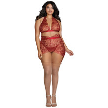 Dreamgirl Plus Size Delicate Floral Bra Set Product model 1